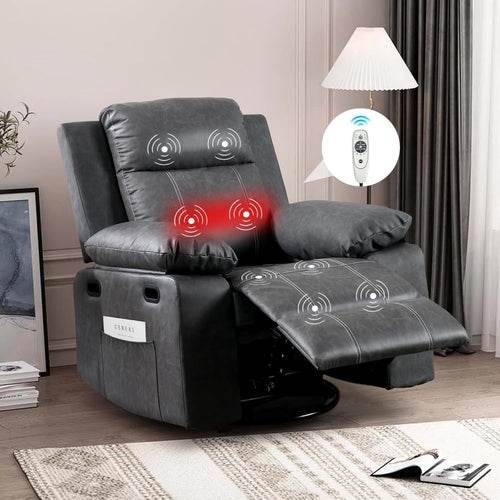 Recliner Chair, 360 Degree Swivel Rocking Chair with Massage and Heat, - Big J's Showstoppin' Store